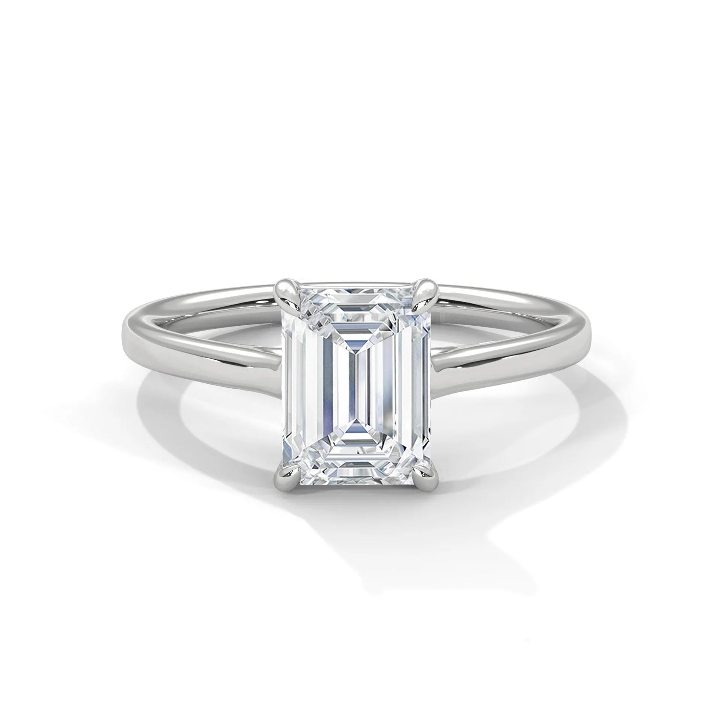 2.0ct emerald cut moissanite solitaire ring 925 sterling silver classic engagement band