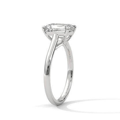 2.0ct Emerald Cut Moissanite Solitaire Ring 925 Sterling Silver Classic Engagement Band
