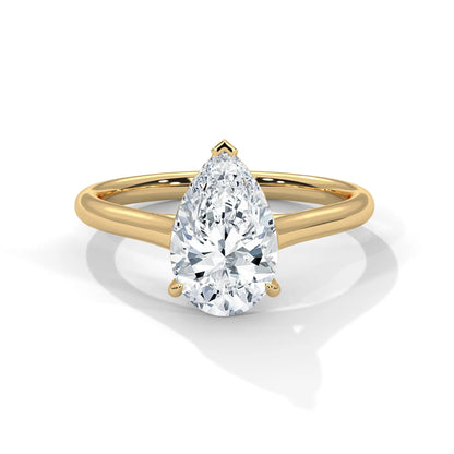 2.0ct Pear Cut Moissanite Solitaire Ring 925 Sterling Silver Classic Engagement Band
