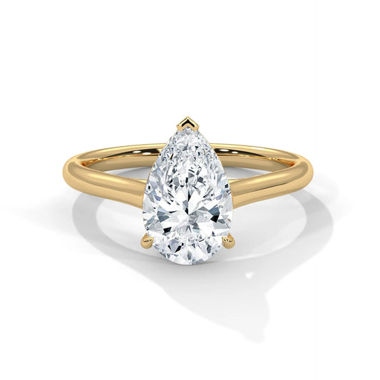 2.0ct Pear Cut Moissanite Solitaire Ring 925 Sterling Silver Classic Engagement Band