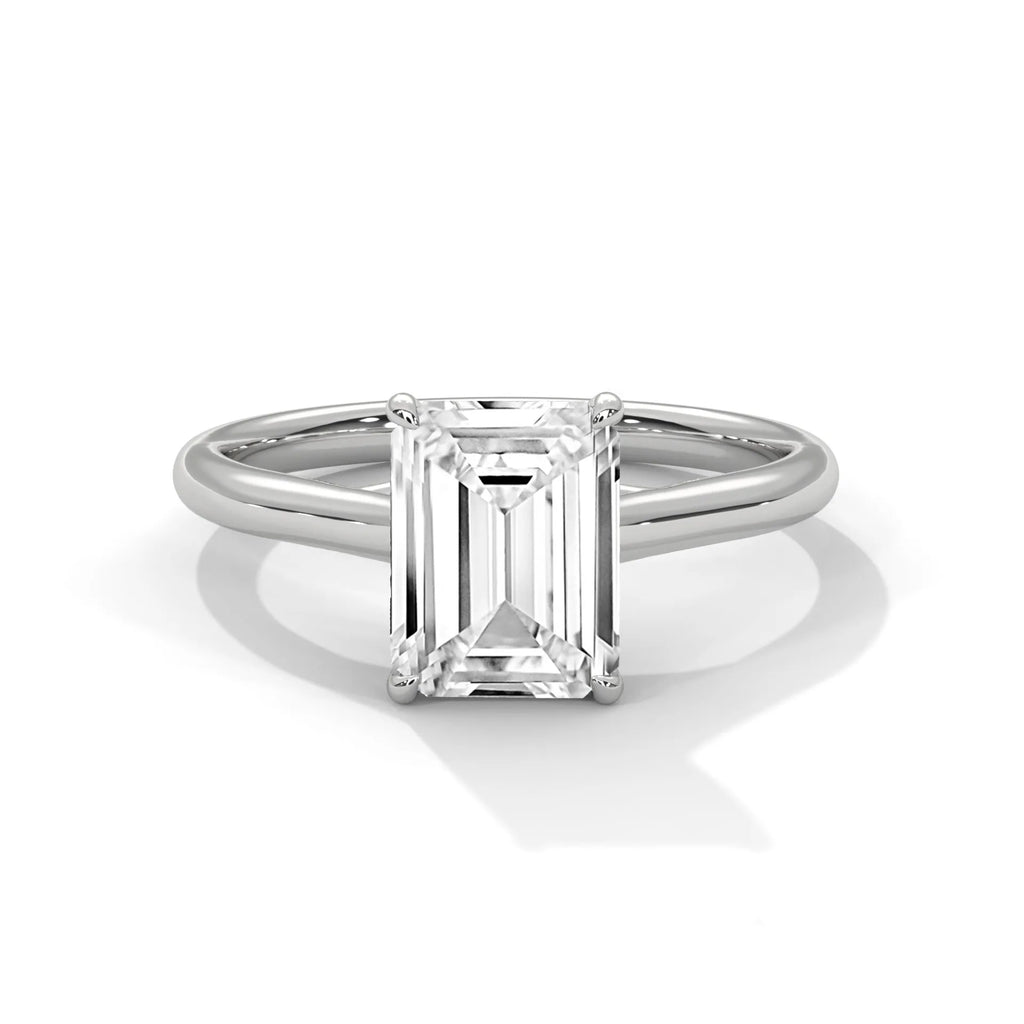 2.0ct Emerald Cut Moissanite Solitaire Ring 925 Sterling Silver Classic Engagement Band