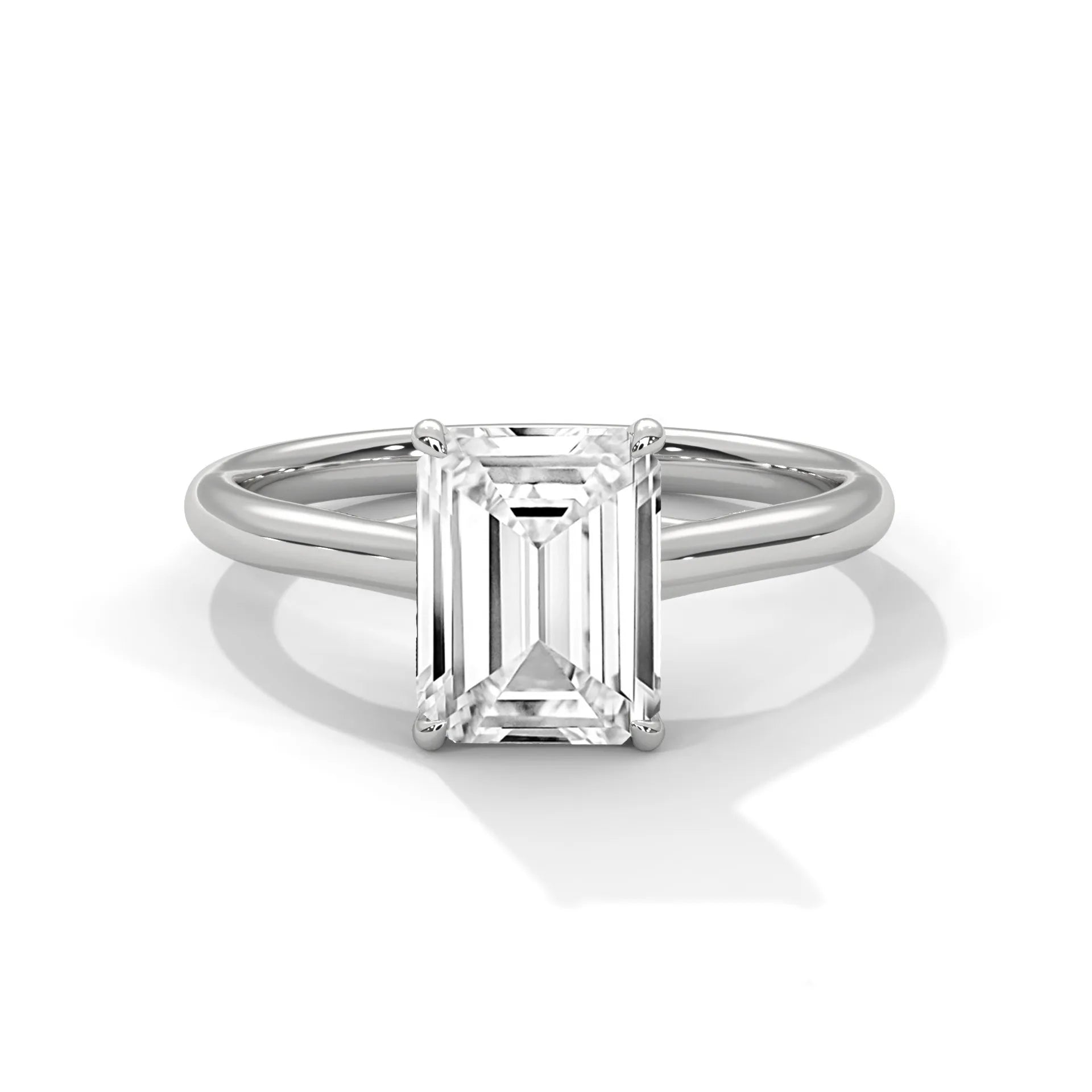2.0ct Emerald Cut Moissanite Solitaire Ring 925 Sterling Silver Classic Engagement Band