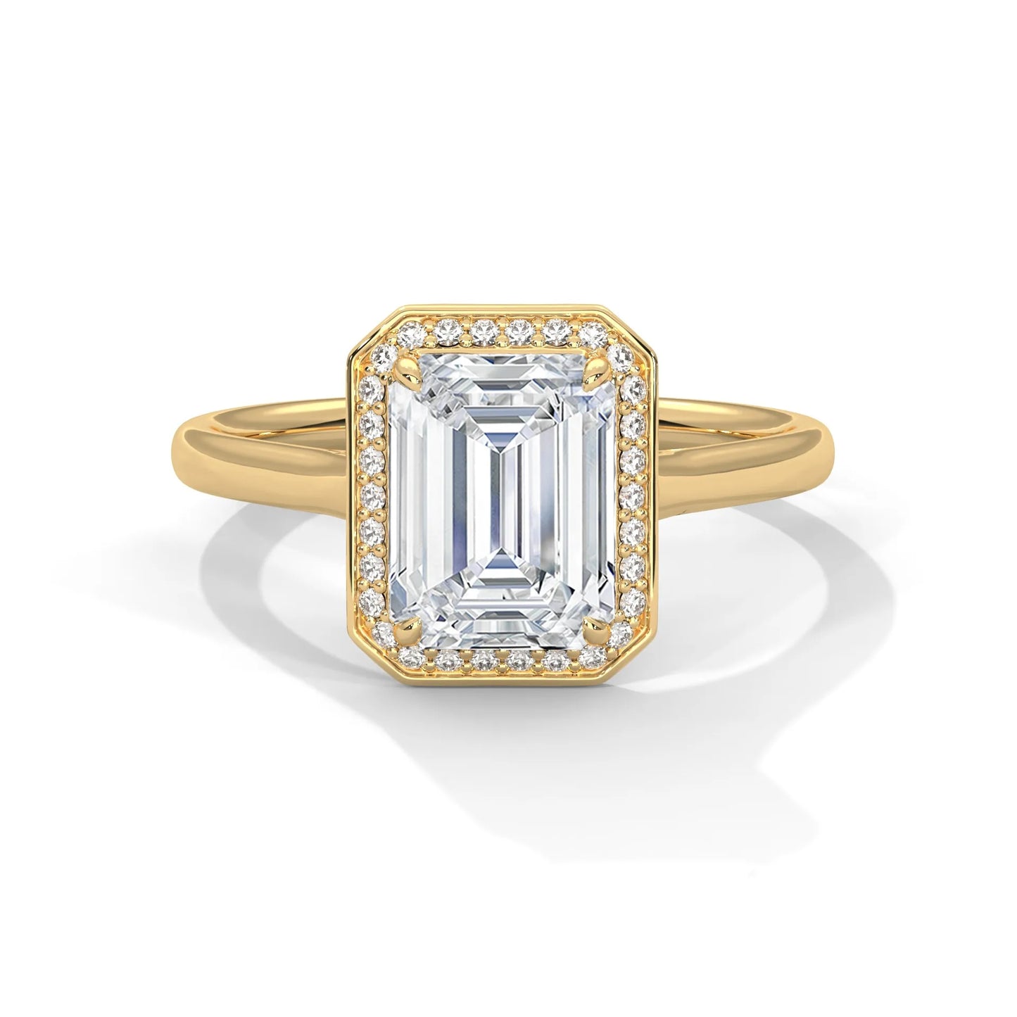 2.0ct emerald cut moissanite halo solitaire ring 925 sterling silver engagement band