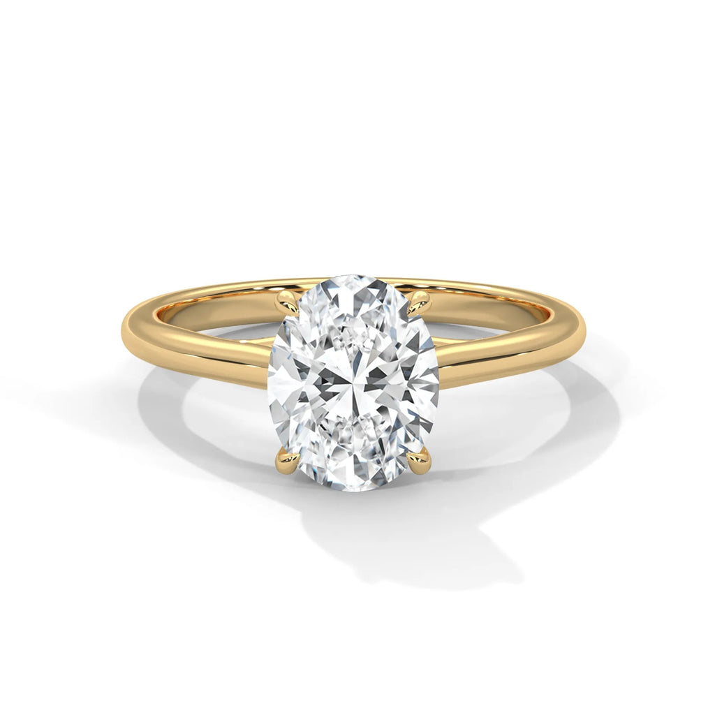 2.0ctw Oval Cut Moissanite Solitaire Ring 925 Sterling Silver Classic Trellis Engagement Band