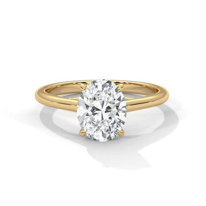 2.0ctw Oval Cut Moissanite Solitaire Ring 925 Sterling Silver Classic Trellis Engagement Band