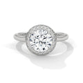 2.0ct Round Brilliant Cut Moissanite Halo Solitaire Ring 925 Sterling Silver Engagement Band