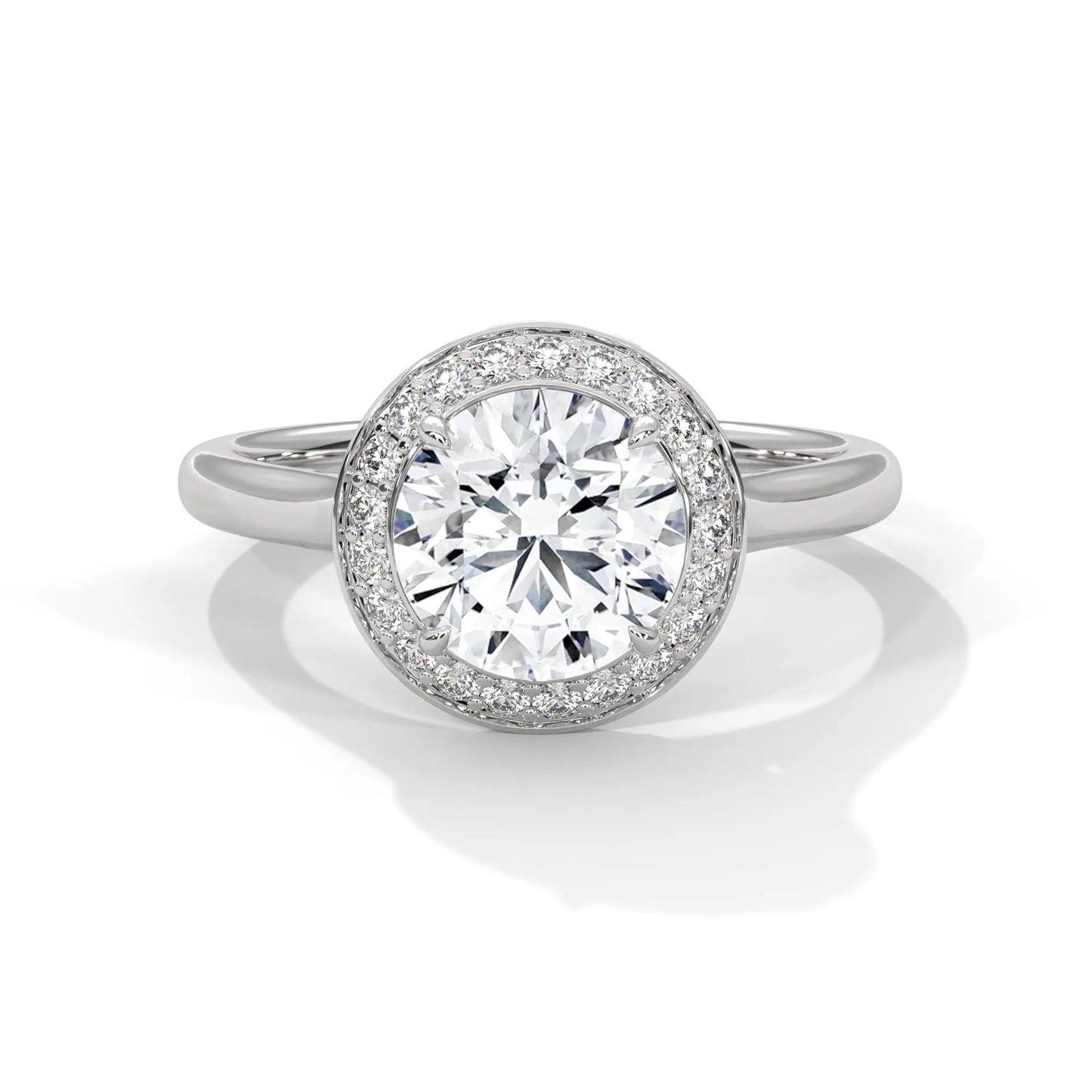 2.0ct round brilliant cut moissanite halo solitaire ring 925 sterling silver engagement band