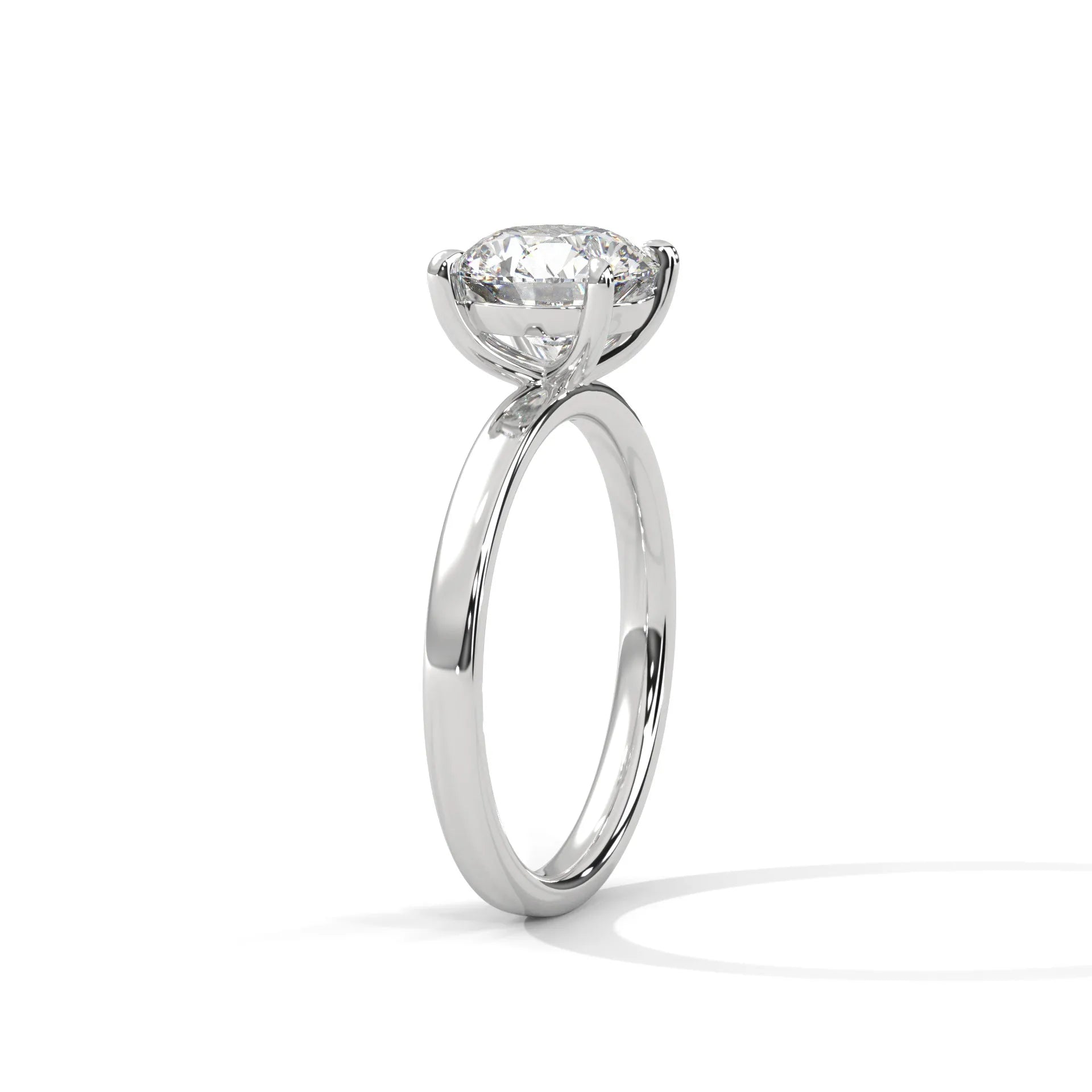 2.0ct Round Brilliant Cut Moissanite Solitaire Ring 925 Sterling Silver Classic 4-Prong Engagement Band