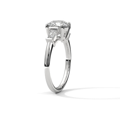 2.0ct Round Brilliant and Baguette Cut Moissanite 3-Stone Ring 925 Sterling Silver