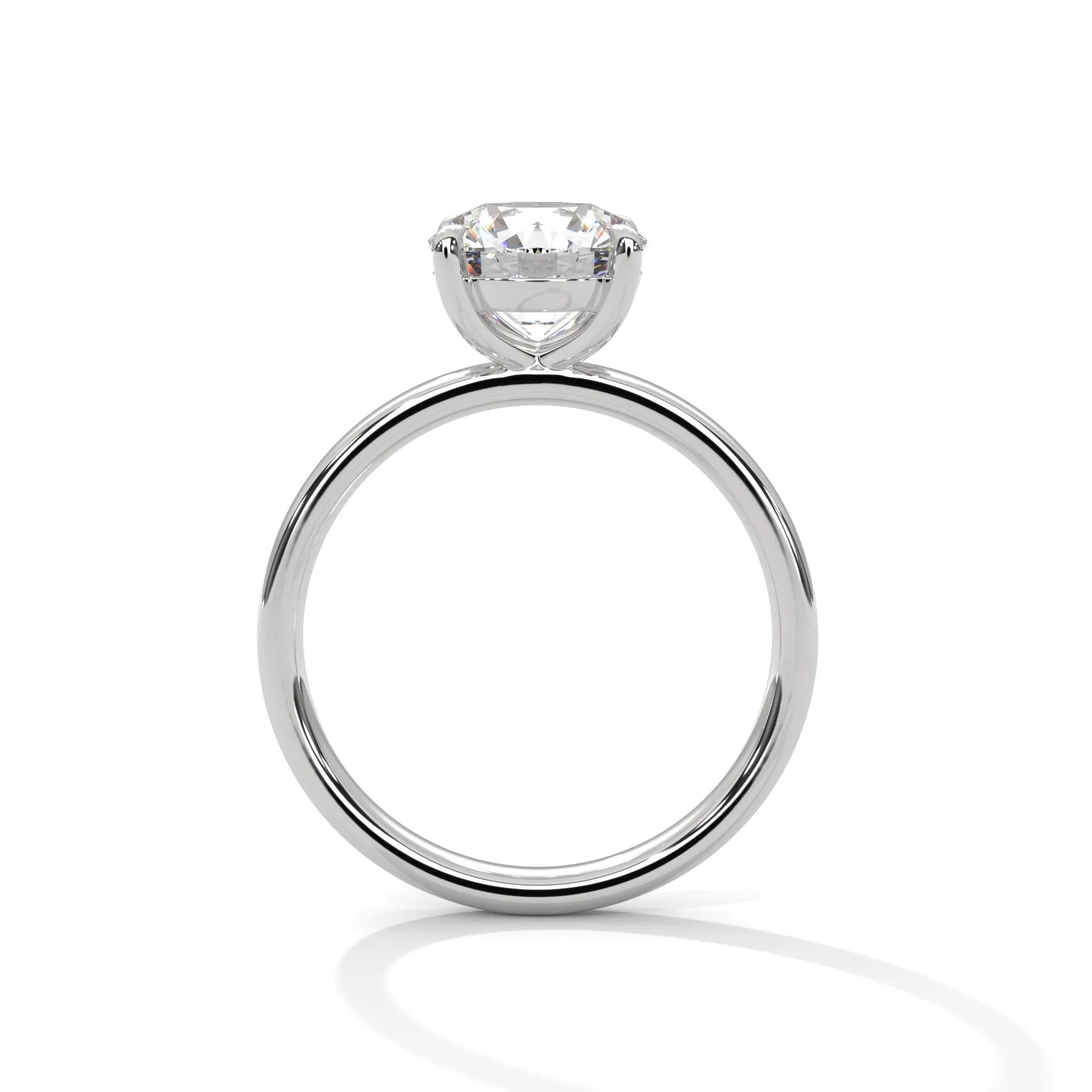 2.0ct Round Brilliant Cut Moissanite Solitaire Ring 925 Sterling Silver Classic 4-Prong Engagement Band