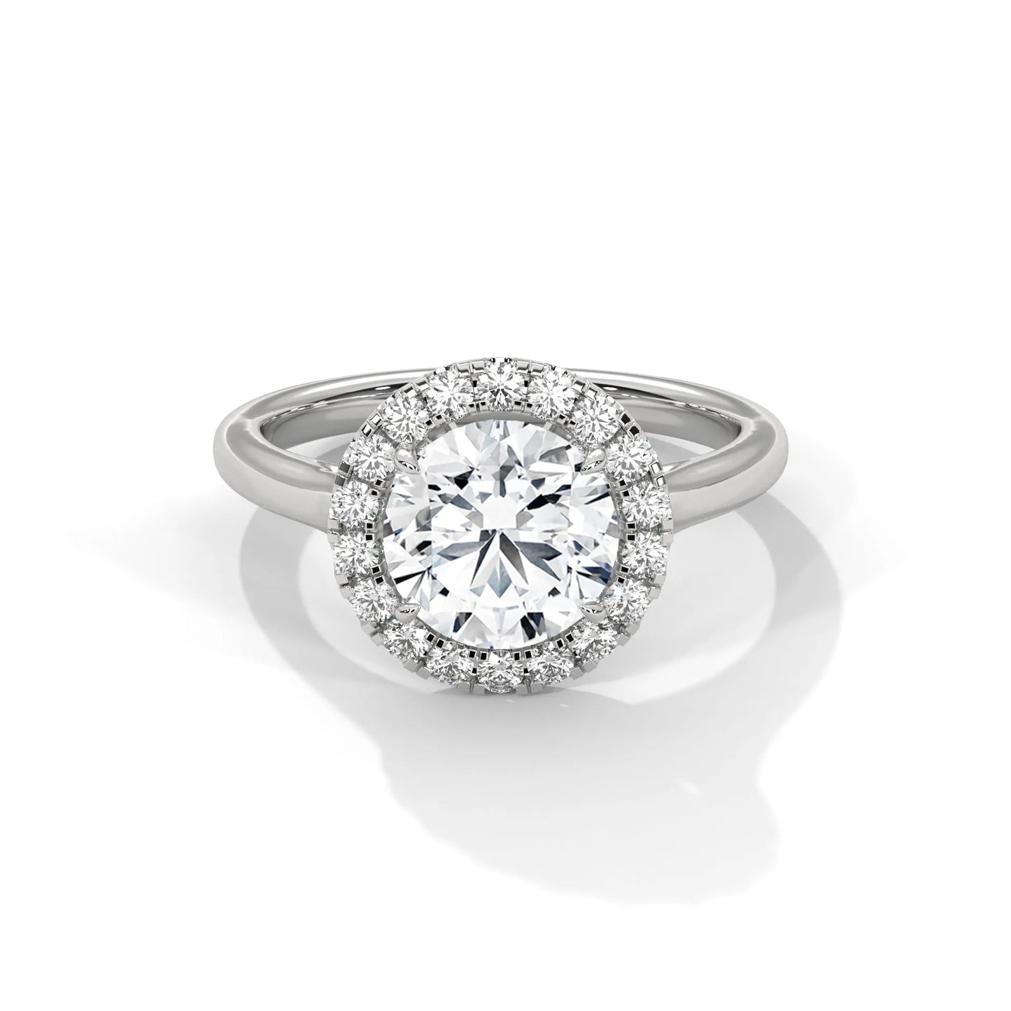 2.0ct round brilliant cut moissanite halo solitaire ring 925 sterling silver engagement band