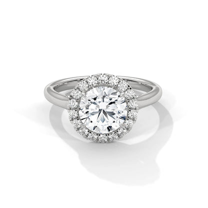 2.0ct Round Brilliant Cut Moissanite Halo Solitaire Ring 925 Sterling Silver Engagement Band