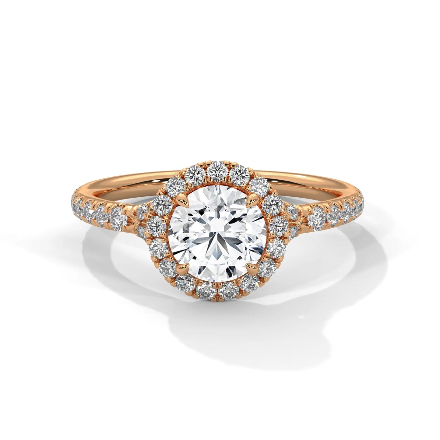 1.0ct round brilliant cut moissanite halo solitaire ring 925 sterling silver engagement band
