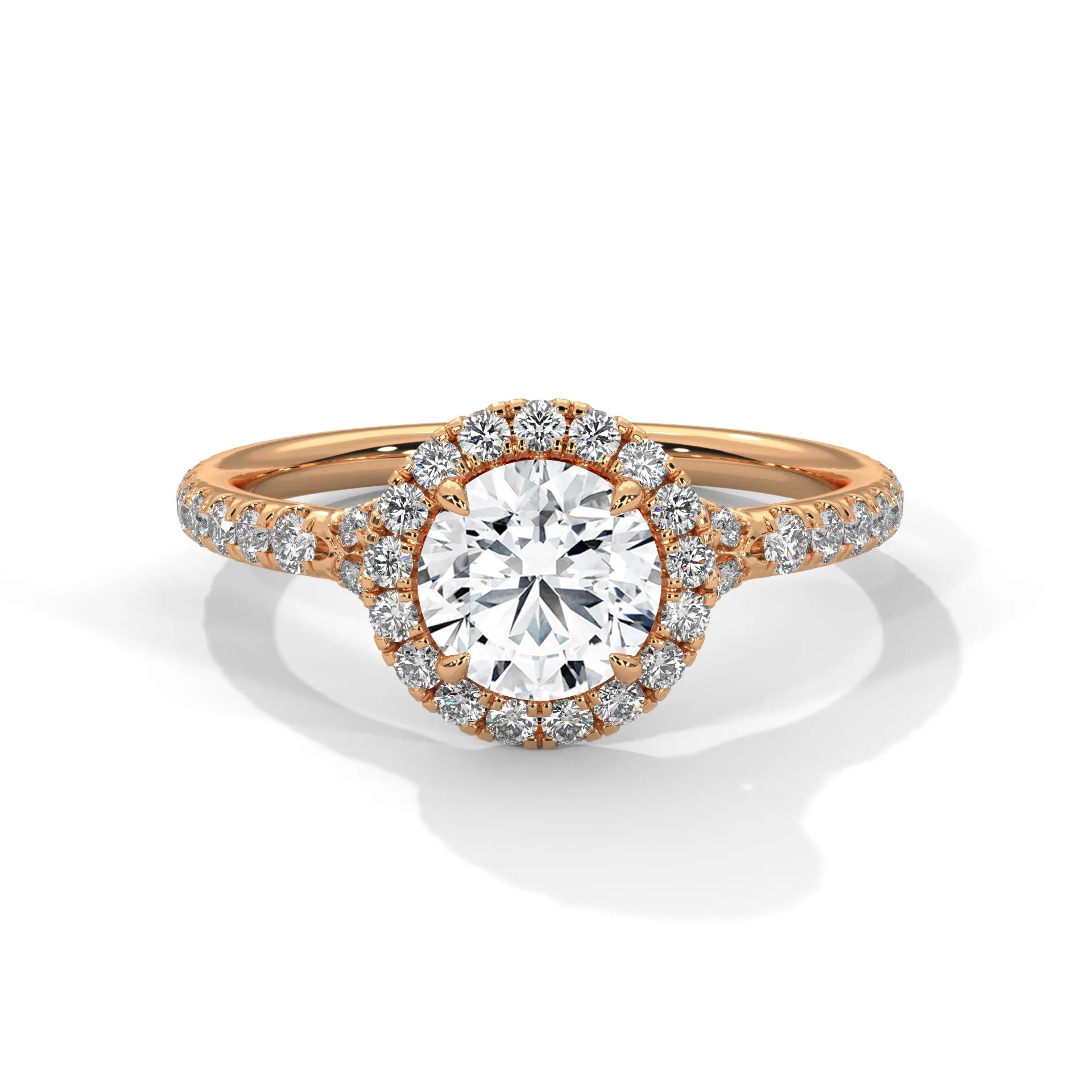 1.0ct Round Brilliant Cut Moissanite Halo Solitaire Ring 925 Sterling Silver Engagement Band