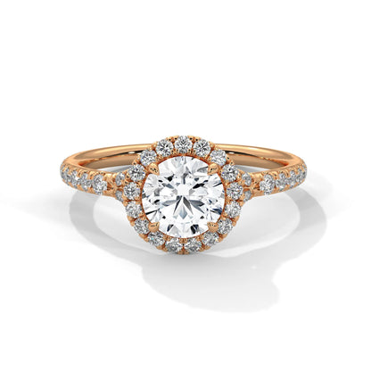 1.0ct Round Brilliant Cut Moissanite Halo Solitaire Ring 925 Sterling Silver Engagement Band