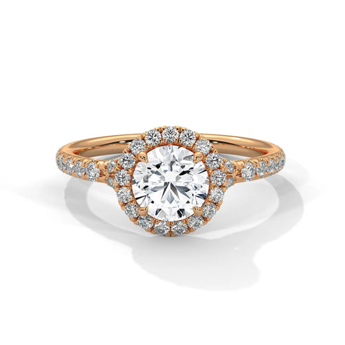 1.0ct Round Brilliant Cut Moissanite Halo Solitaire Ring 925 Sterling Silver Engagement Band