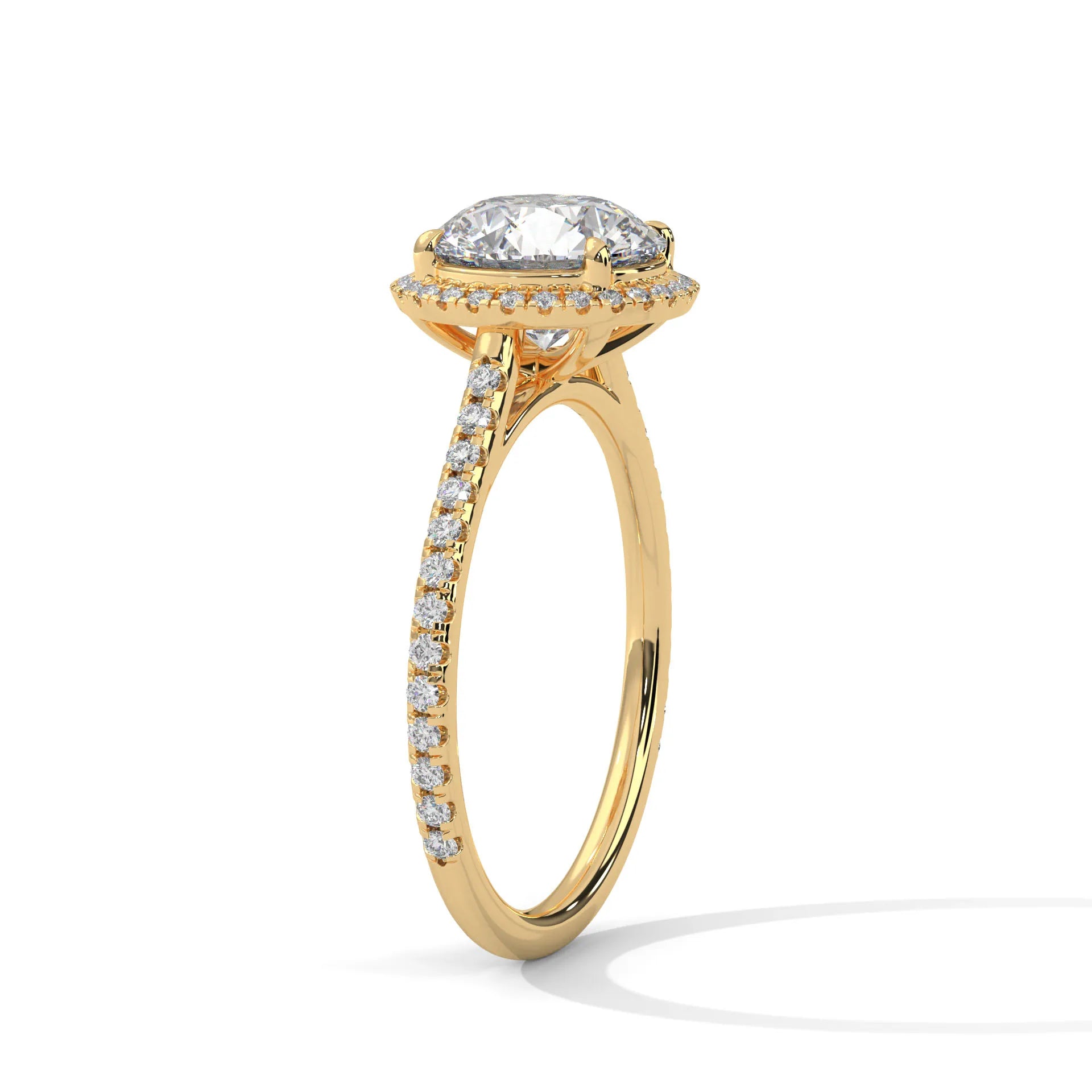2.0ct Round Brilliant Cut Moissanite Halo Solitaire Ring 925 Sterling Silver Engagement Band