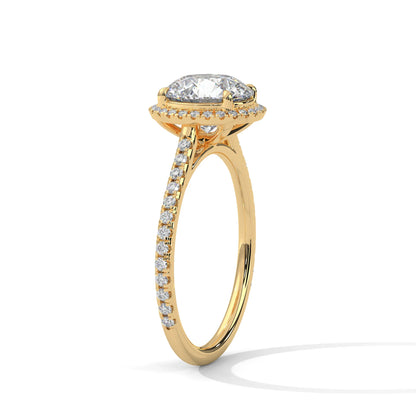 2.0ct Round Brilliant Cut Moissanite Halo Solitaire Ring 925 Sterling Silver Engagement Band