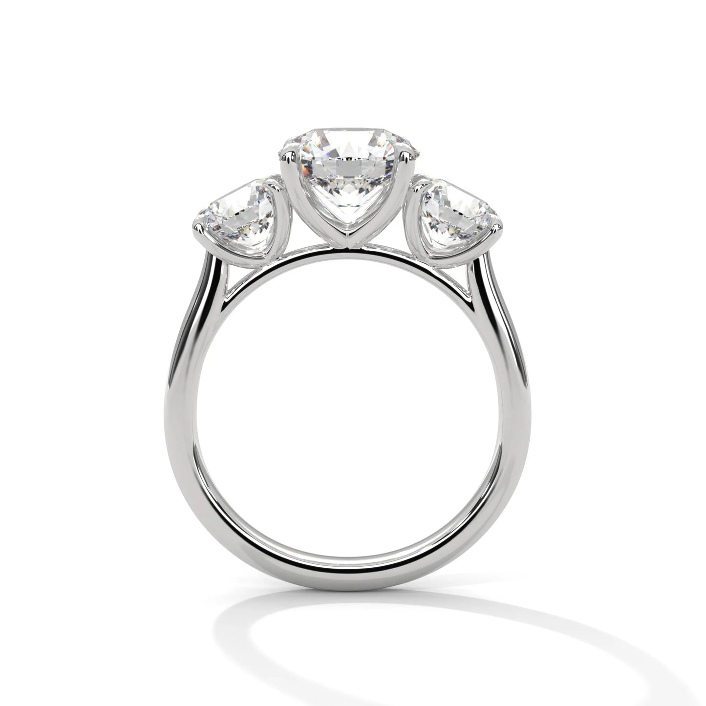2.0ct round brilliant cut moissanite 3-stone engagement ring 925 sterling silver