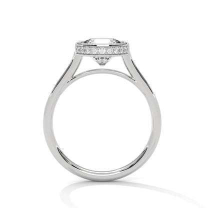 2.0ct Round Brilliant Cut Moissanite Bezel Set Solitaire Ring with Hidden Halo 925 Sterling Silver