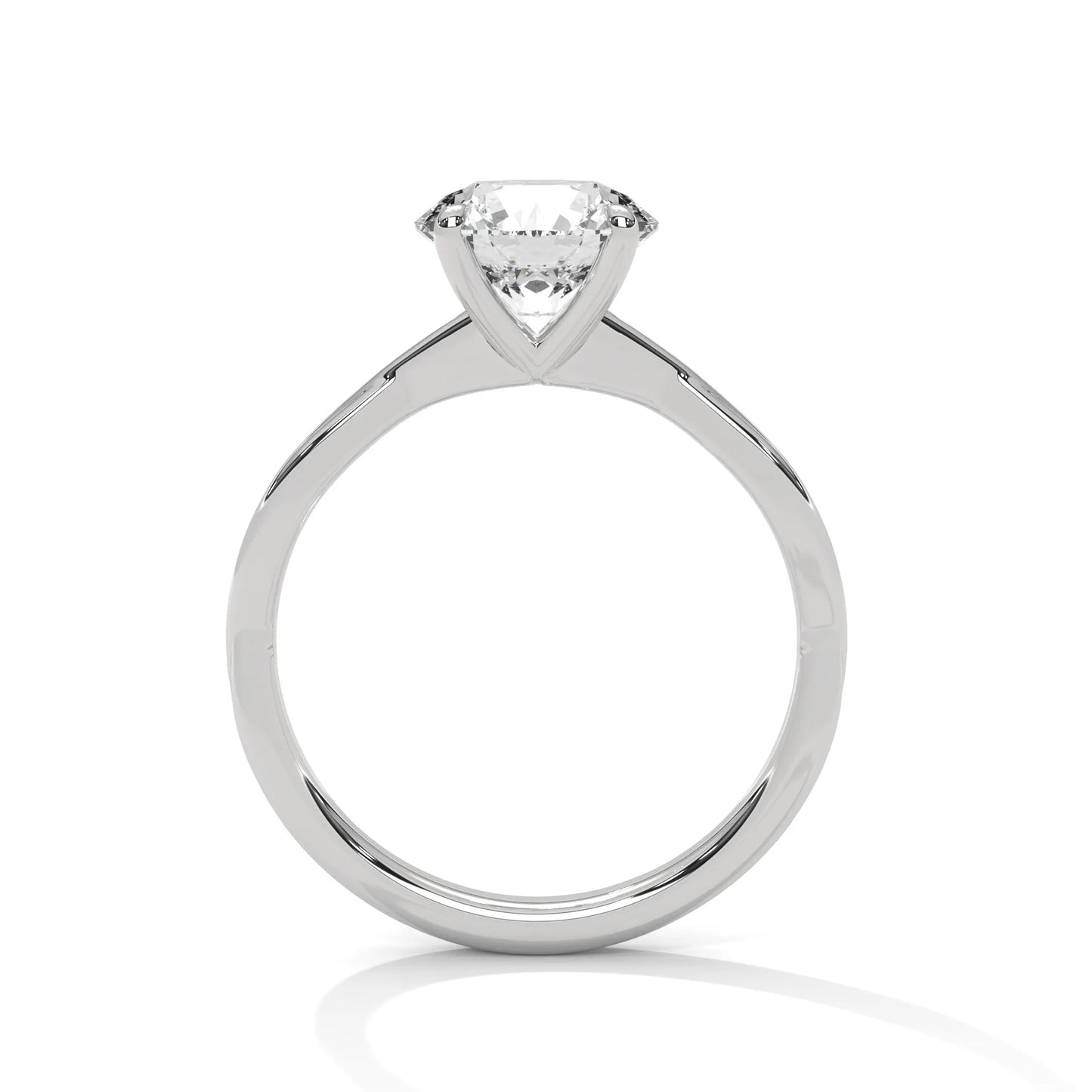 2.0ct round brilliant cut moissanite solitaire ring with twist band 925 sterling silver
