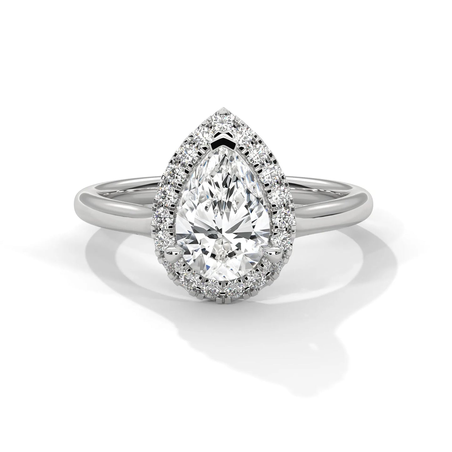 1.5ct pear cut moissanite halo solitaire ring 925 sterling silver engagement band