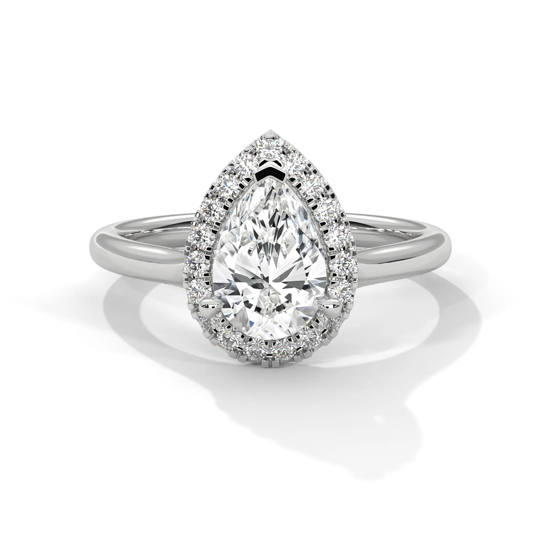 1.5ct Pear Cut Moissanite Halo Solitaire Ring 925 Sterling Silver Engagement Band