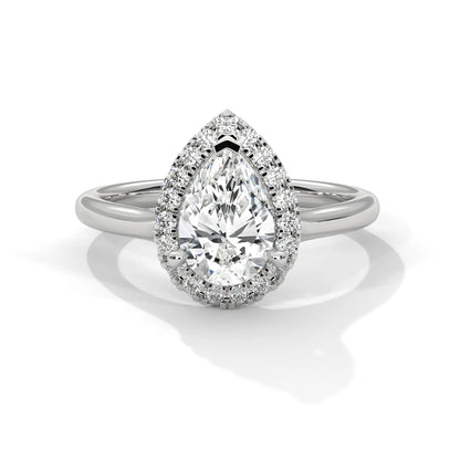 1.5ct Pear Cut Moissanite Halo Solitaire Ring 925 Sterling Silver Engagement Band